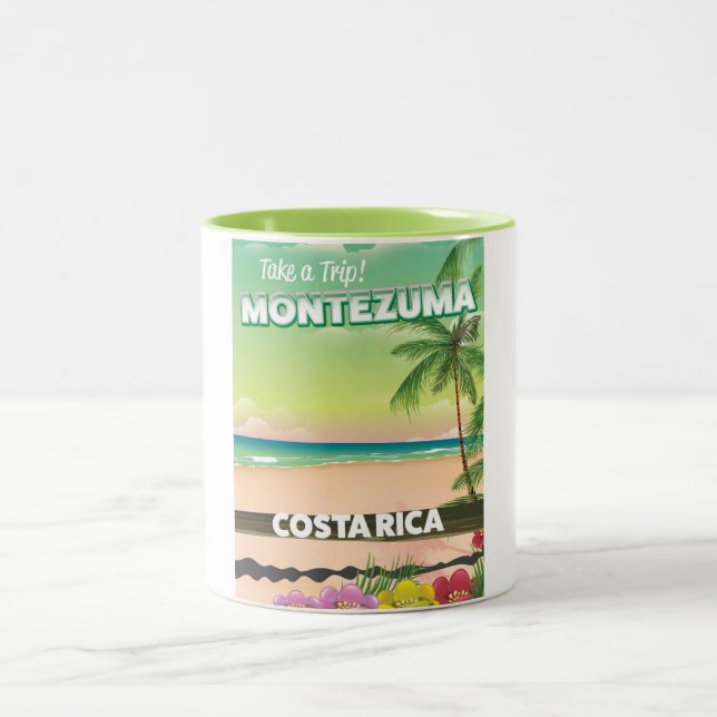 Caneca De Café Em Dois Tons Poster de viagens de praia Montezuma Costa Rica (Centro)
