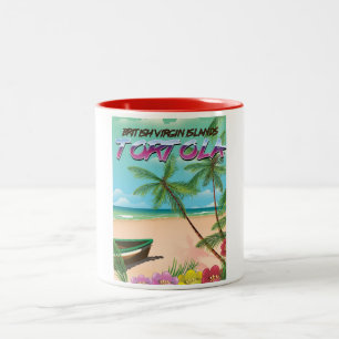 Caneca De Café Em Dois Tons Poster de viagens de Tortola British Virgin