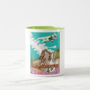 Caneca De Café Em Dois Tons Poster de viagens de voo da rota Montenegro