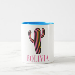 Caneca De Café Em Dois Tons Poster de viagens do cacto da Bolívia