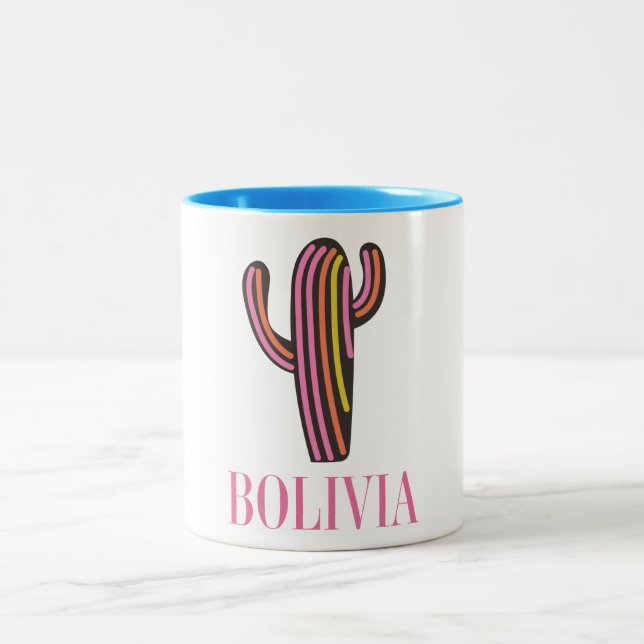 Caneca De Café Em Dois Tons Poster de viagens do cacto da Bolívia (Centro)