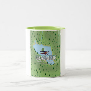 Caneca De Café Em Dois Tons Poster de viagens do esqui de Shymbulak Kazakhstan