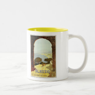 Caneca De Café Em Dois Tons Poster de viagens do italiano de Alassio do 1920