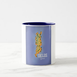 Caneca De Café Em Dois Tons Poster de viagens do mapa da piscina de Delos