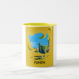 Caneca De Café Em Dois Tons Poster de viagens do mapa de Fiónia, Dinamarca