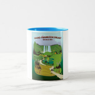 Caneca De Café Em Dois Tons Poster de viagens do Oblast de Ivano-Frankivsk na 