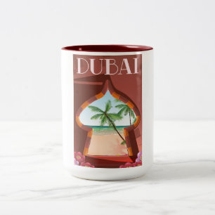 Caneca De Café Em Dois Tons Poster de viagens do Palácio de Dubai