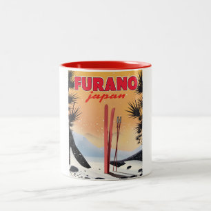 Caneca De Café Em Dois Tons Poster de viagens Furano japonês.