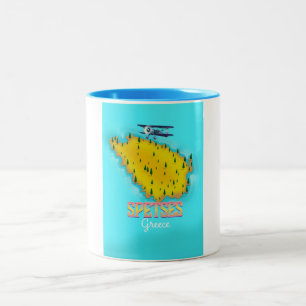 Caneca De Café Em Dois Tons Poster de viagens grego do mapa da ilha de Spetses