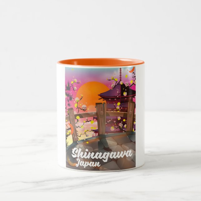 Caneca De Café Em Dois Tons Poster de viagens Japonês Shinagawa (Centro)