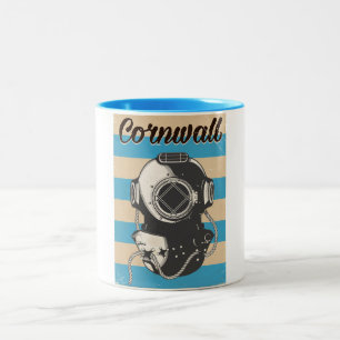 Caneca De Café Em Dois Tons Poster de viagens Náutico Cornwall