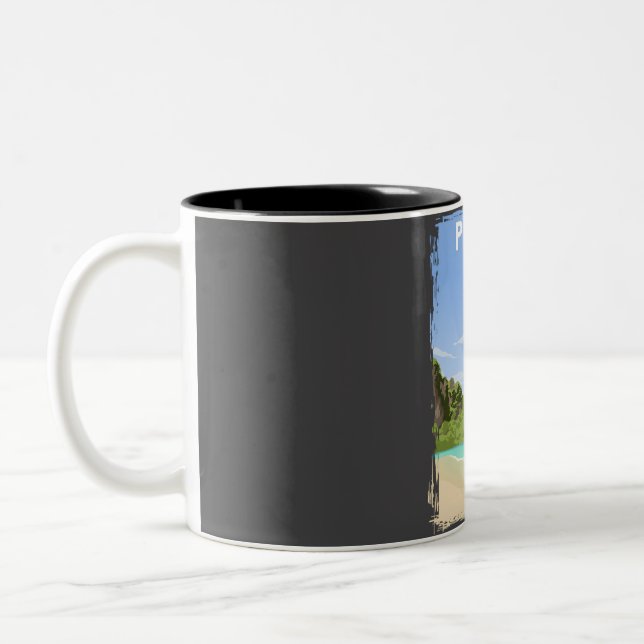 Caneca De Café Em Dois Tons Poster de viagens Phuket Tailândia (Esquerda)