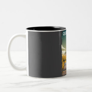 Caneca De Café Em Dois Tons Poster de viagens Retroativo Mínimo da Cidade de Q
