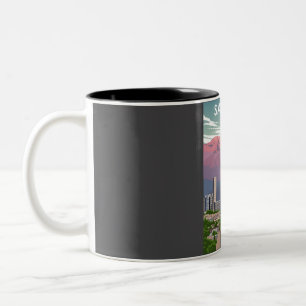 Caneca De Café Em Dois Tons Poster de viagens Retroativo Mínimo de Santiago Ch