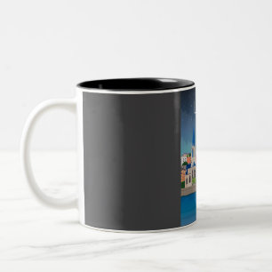 Caneca De Café Em Dois Tons Poster de viagens Retroativo Mínimo Lyon França Vi