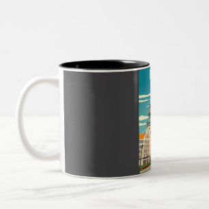 Caneca De Café Em Dois Tons Poster de viagens Retroativo Mínimo Riga Latvia Vi