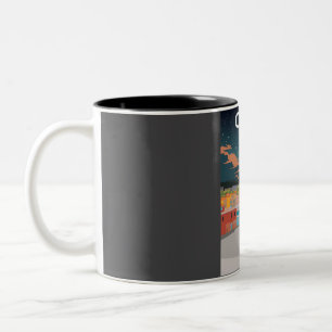 Caneca De Café Em Dois Tons Poster de viagens vintage de Creta à noite