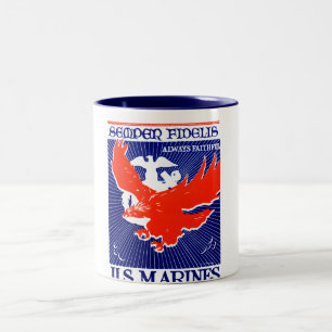 Caneca De Café Em Dois Tons Poster do Corpo do Marines de WWII