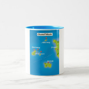 Caneca De Café Em Dois Tons Poster do Mapa das Ilhas do Canal.