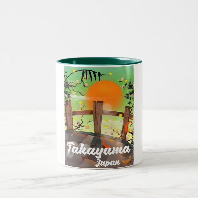 Caneca De Café Em Dois Tons Poster japonês Takayama. (Centro)