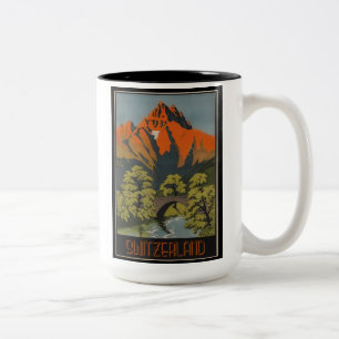 Caneca De Café Em Dois Tons Poster Viagens vintage Suiça de  de Alpes Suíço