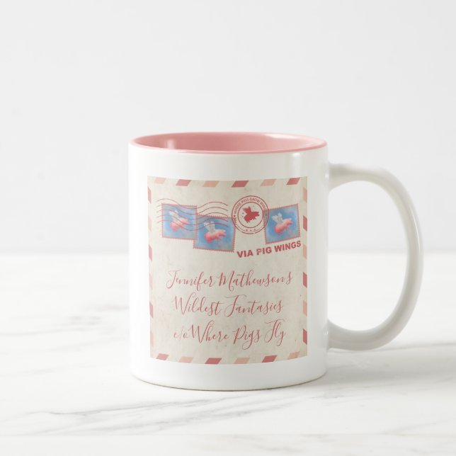 Caneca De Café Em Dois Tons Posto de Porcos Voadores Personalizados (Direita)
