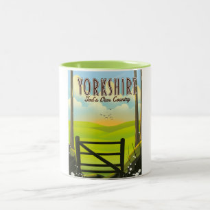 Caneca De Café Em Dois Tons Posto de viagens vintage do Yorkshire "O próprio p