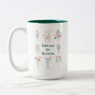 Caneca De Café Em Dois Tons Pote de Flor Bonito Desenho-Mão com Mug de Texto