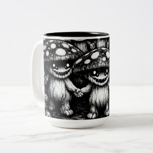 Caneca De Café Em Dois Tons Povo Fungo • Criaturas da Floresta por BurnsInHel