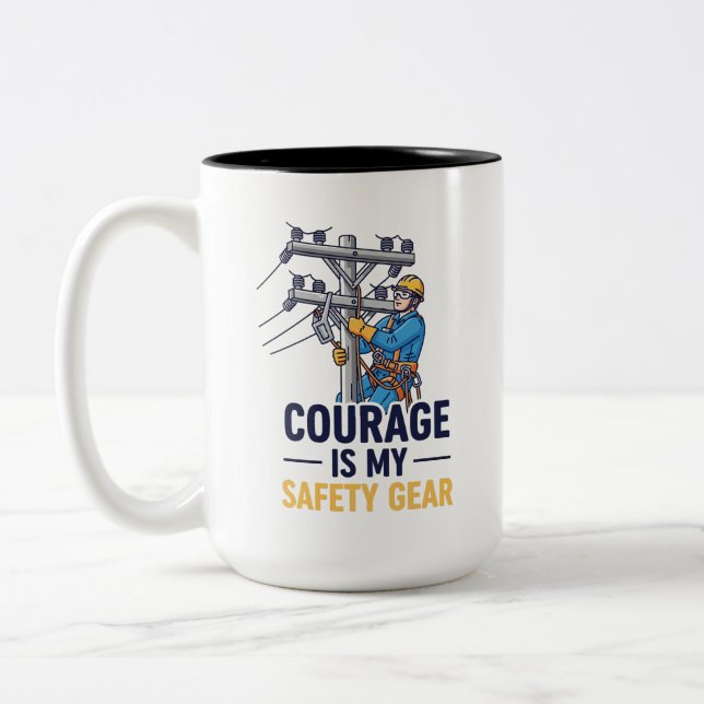 Caneca De Café Em Dois Tons Power Line Worker Inspirational Gift (Esquerda)