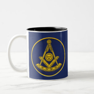 Caneca De Café Em Dois Tons Praça Mestra Freemason e Masonic Compass