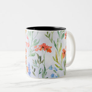 Caneca De Café Em Dois Tons Prado Colorido de Flores Silvestres na Primavera