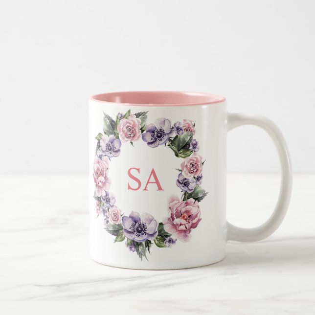 Caneca De Café Em Dois Tons Prado de Flores Mug Monograma (Direita)