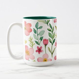 Caneca De Café Em Dois Tons Prado de Flores Silvestres