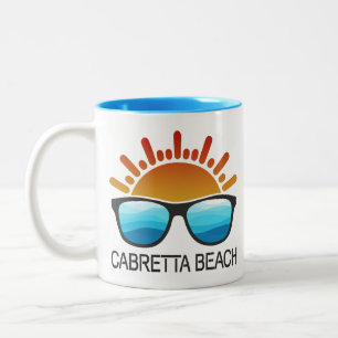 Caneca De Café Em Dois Tons Praia Cabretta Ilha Sapelo Geórgia Óculos de Sol