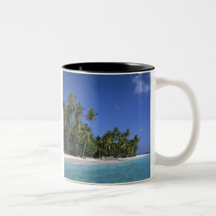 Caneca De Café Em Dois Tons Praia com palmeiras, Maldivas