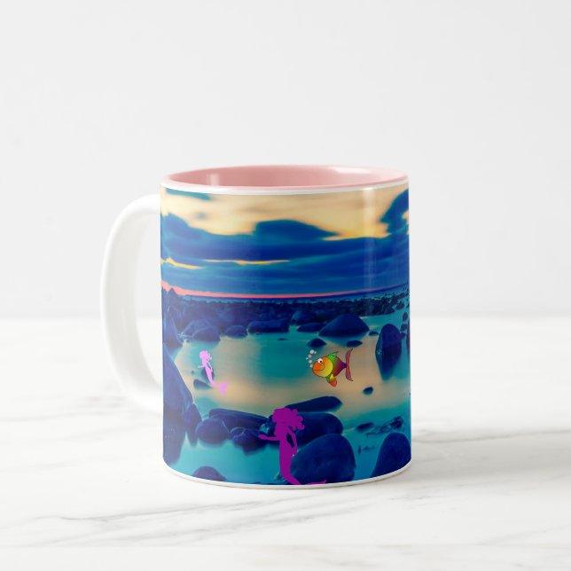 Caneca De Café Em Dois Tons Praia da sereia (Frente Esquerda)
