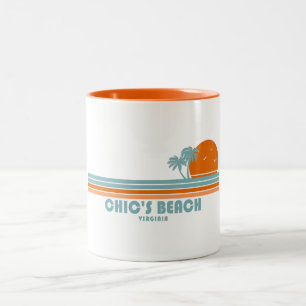 Caneca De Café Em Dois Tons Praia de Chic Virginia Sun Palm Trees