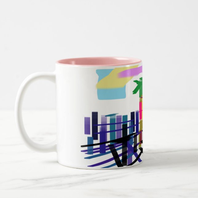 Caneca De Café Em Dois Tons Praia do flamingo rosa (Esquerda)