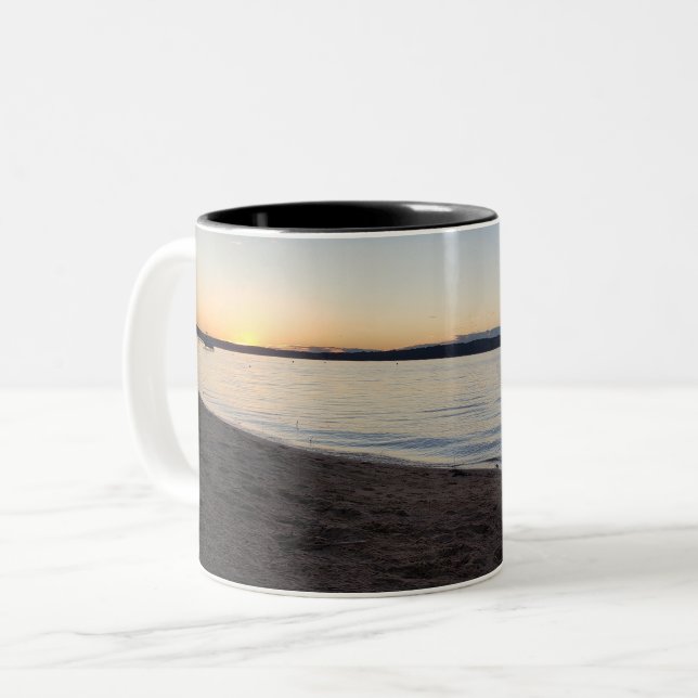 Caneca De Café Em Dois Tons Praia do nascer do Sol (Frente Esquerda)