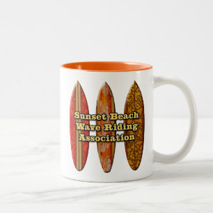 Caneca De Café Em Dois Tons Praia do Pôr do Sol Hawaiian Surfboards Wave Rider