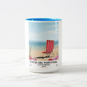 Caneca De Café Em Dois Tons Praia do Portitxol, Costa Brava, Espanha