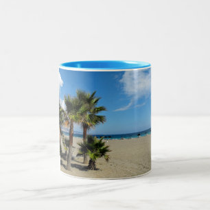 Caneca De Café Em Dois Tons Praia e palmeiras