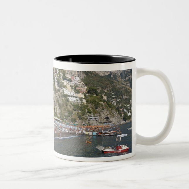 Caneca De Café Em Dois Tons Praia em Positano, Campânia, Itália (Direita)