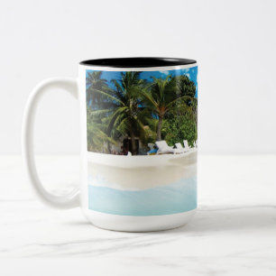 Caneca De Café Em Dois Tons Praia Exótica