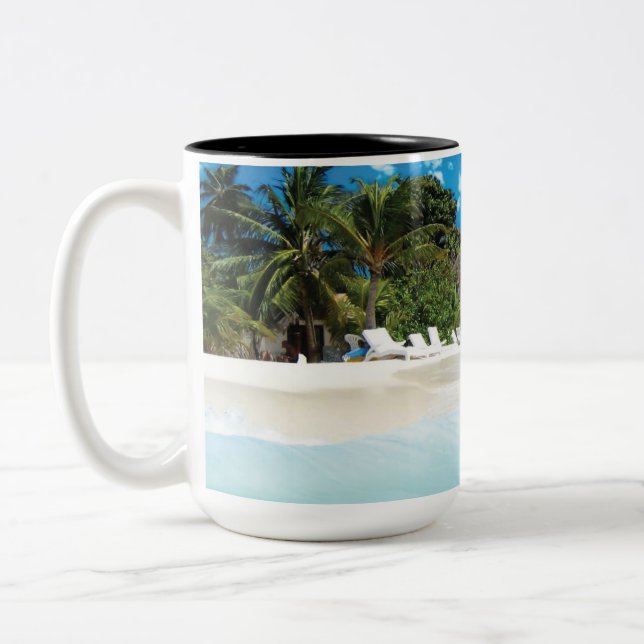 Caneca De Café Em Dois Tons Praia Exótica (Esquerda)