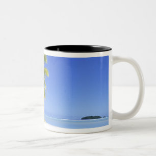Caneca De Café Em Dois Tons Praia ladeada por palmeiras Ilhas Cook 3