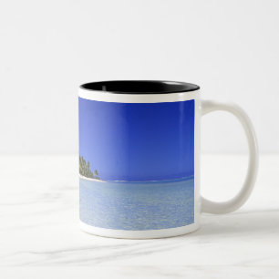 Caneca De Café Em Dois Tons Praia ladeada por palmeiras Ilhas Cook 8