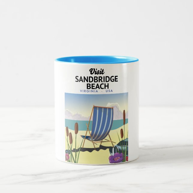 Caneca De Café Em Dois Tons Praia Sandbridge Virgínia EUA, (Centro)