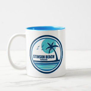 Caneca De Café Em Dois Tons Praia Stinson Califórnia Palmeira Pássaros
